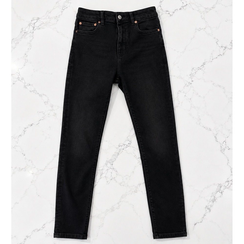 ZARA Black High Rise Skinny Jeans Women's Size 6 EUR 38 Washed Denim